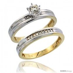 10k Yellow Gold Ladies' 2-Piece Diamond Engagement Wedding Ring Set, 1/8 in wide -Style 10y104e2