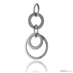 Sterling Silver Dangling Circles Pendant, 1 3/16 (30 mm)