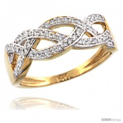 14k Gold Braided Knot Diamond Ring w/ 0.15 Carat Brilliant Cut ( H-I Color VS2-SI1 Clarity ) Diamonds, 9/32 in. (7mm) wide