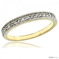 14k Gold Ladies' 3mm Diamond Wedding Ring Band w/ 0.168 Carat Brilliant Cut Diamonds