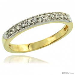 14k Gold 2.5mm Diamond Wedding Ring Band w/ 0.176 Carat Brilliant Cut Diamonds