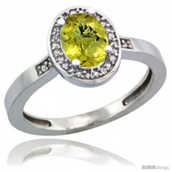 Sterling Silver Diamond Natural Lemon Quartz Ring 1 ct 7x5 Stone 1/2 in wide