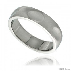 Surgical Steel Dabbed Surface Ring comfort-Fit 6mm Domed Wedding Band