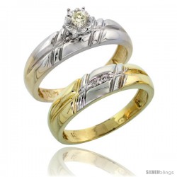 10k Yellow Gold Ladies' 2-Piece Diamond Engagement Wedding Ring Set, 7/32 in wide -Style 10y105e2