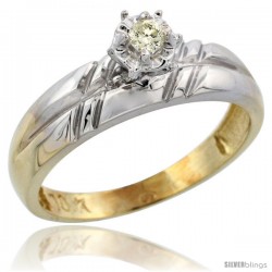 10k Yellow Gold Diamond Engagement Ring, 7/32 in wide -Style 10y105er