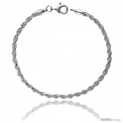 Sterling Silver Italian Rope Chain Necklaces & Bracelets 2.6 mm Diamond cut Nickel Free