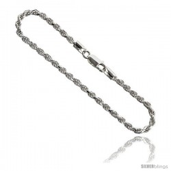 Sterling Silver Italian Rope Chain Necklaces & Bracelets 3.2 mm Diamond cut Nickel Free