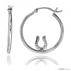 Sterling Silver Horseshoe Hoop Earrings, 1 1/8" (28 mm)