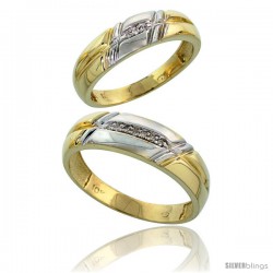 10k Yellow Gold Diamond 2 Piece Wedding Ring Set His 6mm & Hers 5.5mm