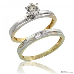 10k Yellow Gold Ladies' 2-Piece Diamond Engagement Wedding Ring Set, 1/8 in wide -Style 10y106e2