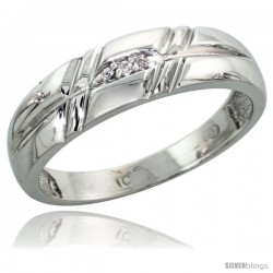 10k White Gold Ladies Diamond Wedding Band Ring 0.02 cttw Brilliant Cut, 7/32 in wide -Style 10w005lb