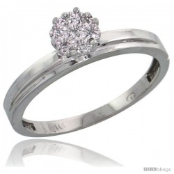 10k White Gold Diamond Engagement Ring 0.05 cttw Brilliant Cut, 1/8 in wide -Style 10w006er