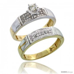 10k Yellow Gold Ladies' 2-Piece Diamond Engagement Wedding Ring Set, 3/16 in wide -Style 10y107e2