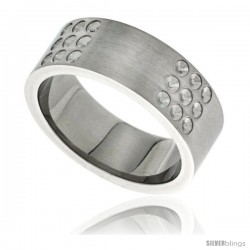 Stainless Steel 8mm Wedding Band Ring Dotted Design Matte Finish