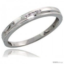 10k White Gold Ladies Diamond Wedding Band Ring 0.02 cttw Brilliant Cut, 1/8 in wide -Style 10w006lb