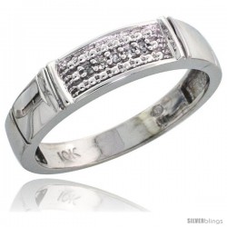 10k White Gold Ladies Diamond Wedding Band Ring 0.03 cttw Brilliant Cut, 3/16 in wide