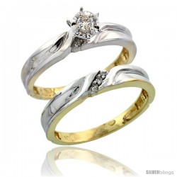 10k Yellow Gold Ladies' 2-Piece Diamond Engagement Wedding Ring Set, 1/8 in wide -Style 10y108e2