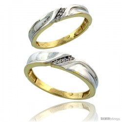 10k Yellow Gold Diamond 2 Piece Wedding Ring Set His 5mm & Hers 3.5mm