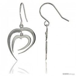 High Polished Fancy Hearts Dangle Earrings in Sterling Silver, 13/16" (21 mm) tall