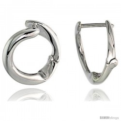 High Polished Fancy Hoop Earrings in Sterling Silver, 5/8" (16 mm) tall
