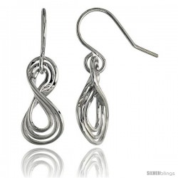 High Polished Interlacing Swirl Dangle Earrings in Sterling Silver, 13/16" (20 mm) tall
