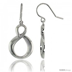 High Polished Swirl Dangle Earrings in Sterling Silver, 1" (25 mm) tall