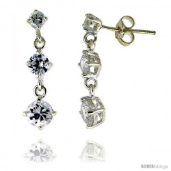 Sterling Silver / Cubic Zirconia Dangle Earrings -Style Erd345