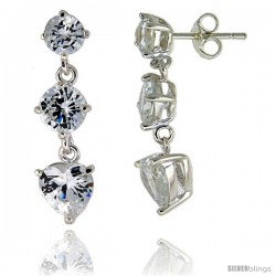 Sterling Silver / Cubic Zirconia Dangle Earrings -Style Erd45h7