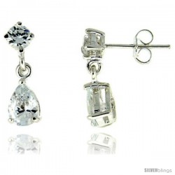 Sterling Silver / Cubic Zirconia Dangle Earrings -Style Erd4p57