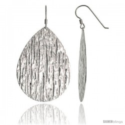 Sterling Silver Extra Large Teardrop Dangle Earrings, Textured Finish, 2 in. (51 mm) tall