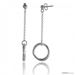 Sterling Silver Circle of Life Drop Earrings, 2 3/8 in long