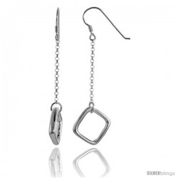 Sterling Silver Square Drop Earrings, 2 3/8 in long