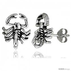 Small Sterling Silver Scorpion Stud Earrings 9/16 in