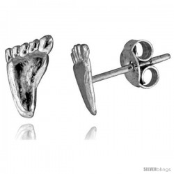 Tiny Sterling Silver Foot Stud Earrings 5/16 in