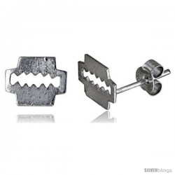 Tiny Sterling Silver Blade Stud Earrings 3/8 in