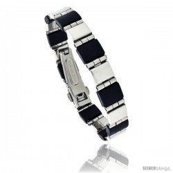 Stainless Steel and Rubber Bracelet, 8 in long -Style Bss3