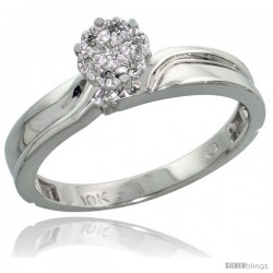 10k White Gold Diamond Engagement Ring 0.05 cttw Brilliant Cut, 1/8 in wide -Style 10w008er