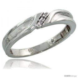 10k White Gold Ladies Diamond Wedding Band Ring 0.02 cttw Brilliant Cut, 1/8 in wide -Style 10w008lb