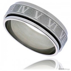 Surgical Steel 6mm Roman Numerals Spinner Ring Wedding Band