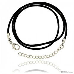 Jewelry Black Silk Cord Chain Necklace Stainless Steel Lobster Clasp