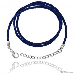 Jewelry Blue Silk Cord Chain Necklace Stainless Steel Lobster Clasp