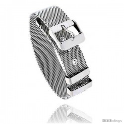 Stainless Steel Belt Buckle Mesh Bracelet, 7.5 in long