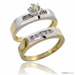 10k Yellow Gold Ladies' 2-Piece Diamond Engagement Wedding Ring Set, 3/16 in wide -Style 10y109e2