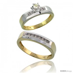 10k Yellow Gold 2-Piece Diamond wedding Engagement Ring Set for Him & Her, 4.5mm & 5mm wide -Style 10y109em