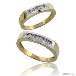 10k Yellow Gold Diamond 2 Piece Wedding Ring Set His 5mm & Hers 4.5mm -Style 10y109w2