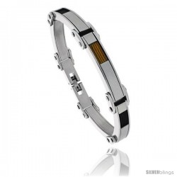 Stainless Steel Men's Cable Bracelet Two-tone Black & Gold Finish, 8 1/2 in -Style Bss416