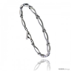 Stainless Steel Christian Fish Ichthys Bracelet with Toggle Clasp 3/16 in wide