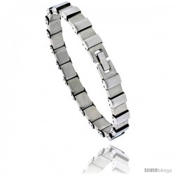 Stainless Steel Men's Bracelet Square Links, 8 in long