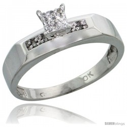 10k White Gold Diamond Engagement Ring 0.07 cttw Brilliant Cut, 3/16 in wide -Style 10w009er