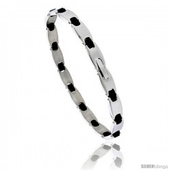 Stainless Steel and Rubber Bracelet, 8 in long -Style Bss47